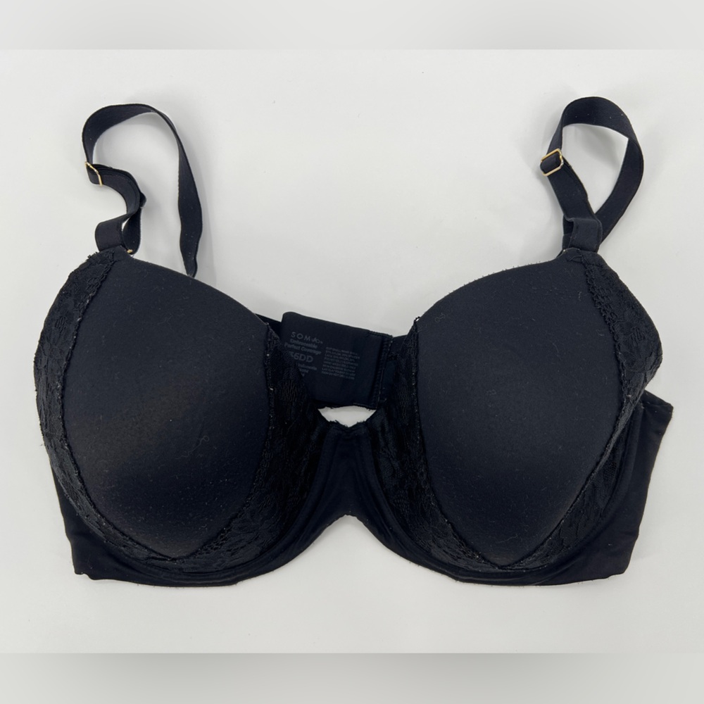 Soma 36DD Embraceable Signature Black Dainty Lace T Shirt Coverage Comfy Bra